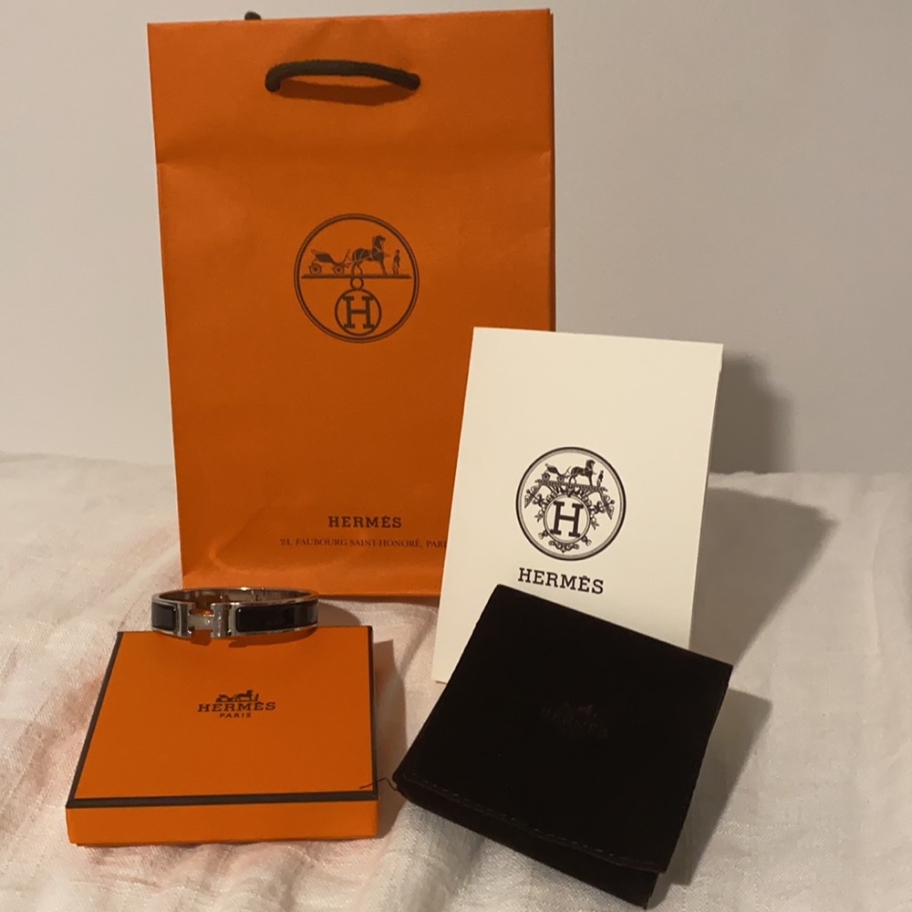 Hermès H bracelet with box, bag, and pouch